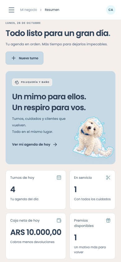 El resumen de peluquería en una pantalla de celular